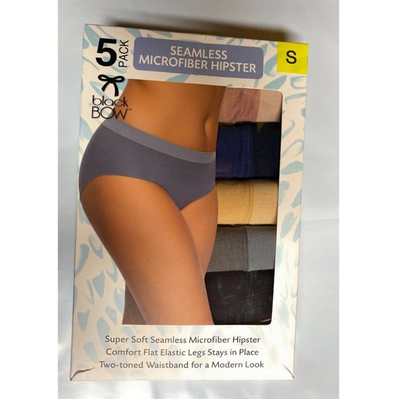 Black Bow Women 5 Pack Seamless Microfiber Hipster